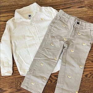 Janie and Jack Pinstripe Shirt and Tan Pants Set